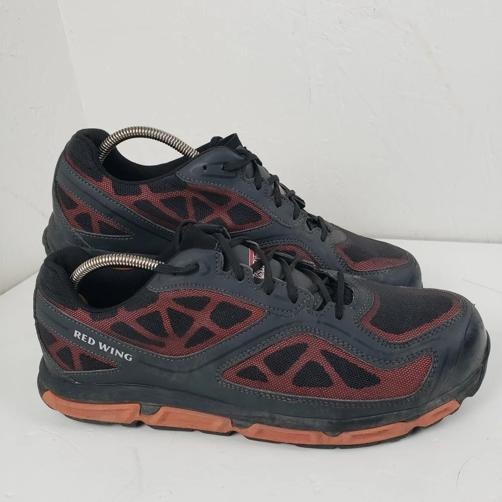 Red Wing Athletics 6338 Mens 12 D Black Red Safety Toe Work Shoes